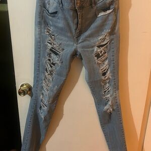 Distressed Light Blue Women's Jeans high rise